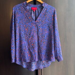 Jennifer Lopez Blue and Red Patterned Blouse